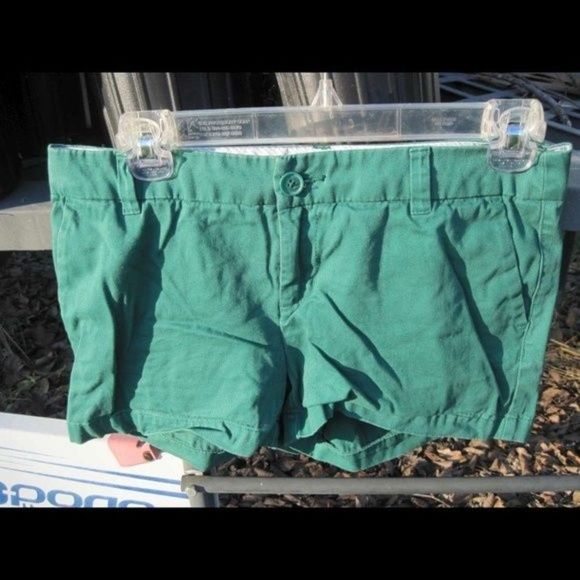 Merona 2 Solid Green Jean Shorts Short Lowrise 100% Cotton Pockets Plain Denim - Picture 6 of 10